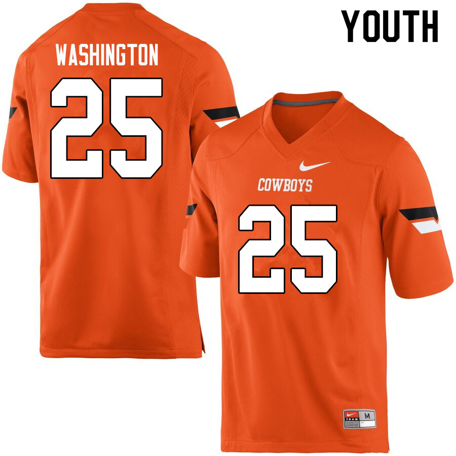 Youth #25 Andre Washington Oklahoma State Cowboys College Football Jerseys Sale-Orange - Click Image to Close